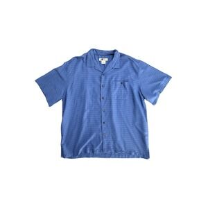 Joe Marlin Shirt Mens Big 3X Blue Textured Check Short Sleeve Camp Button Front